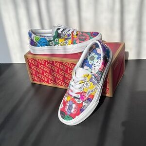 VANS Lace-Up Sneakers Painted Floral Colorful